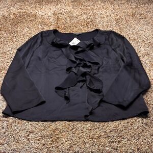 The Limited Collection Navy Blue Ruffle Front Long Sleeve Blouse New Women's M
